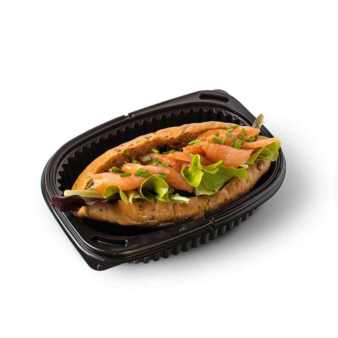 Hot Dog con pane ai cereali e carpaccio di salmone